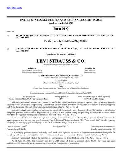 Thumbnail Levi Strauss & Co. Quarterly Report 2024-q2