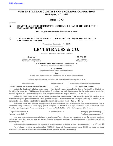 Thumbnail Levi Strauss & Co. Quarterly Report 2026-q1
