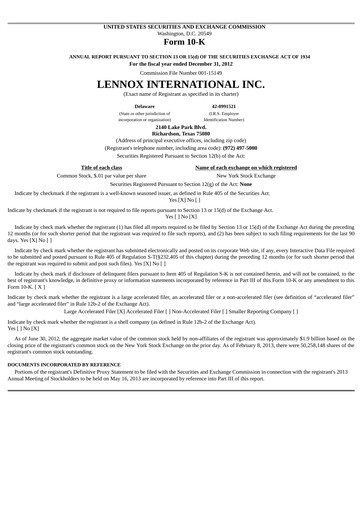 Thumbnail Lennox Annual Report 2012