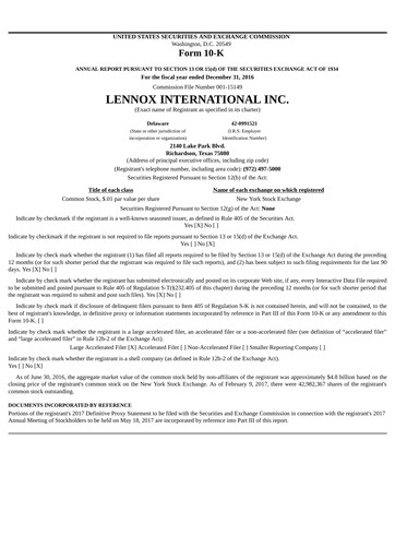 Thumbnail Lennox Annual Report 2016