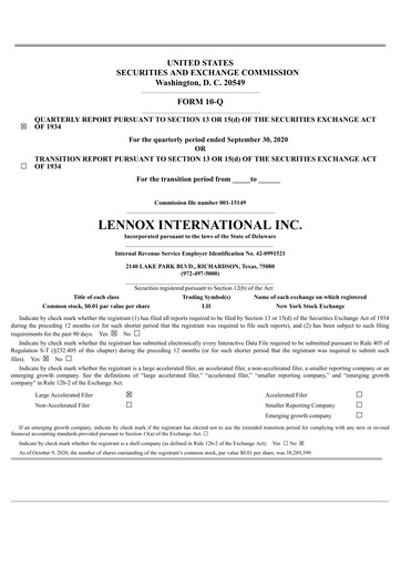 Thumbnail Lennox Quarterly Report 2020-q3
