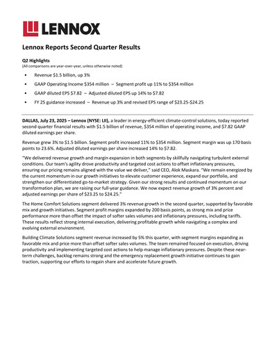 Thumbnail Lennox Quarterly Report 2025-q2
