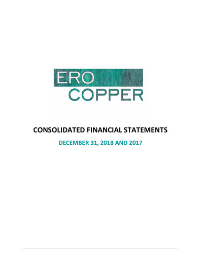 Miniature Ero Copper Bilan financier 2018