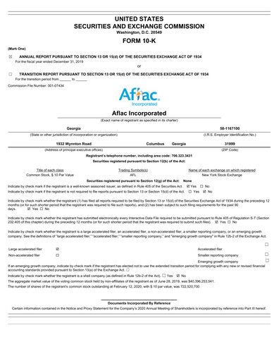 Thumbnail Aflac Annual Report 2019