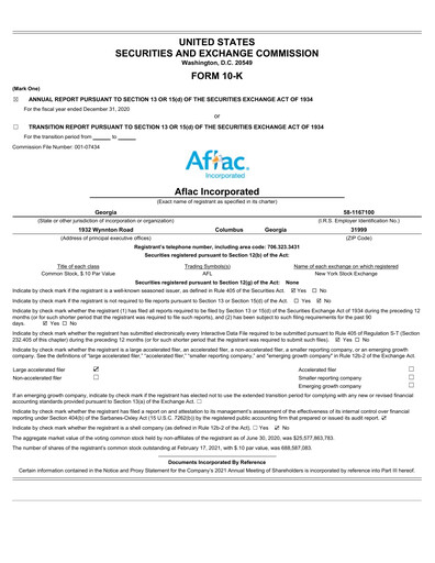 Thumbnail Aflac Annual Report 2020