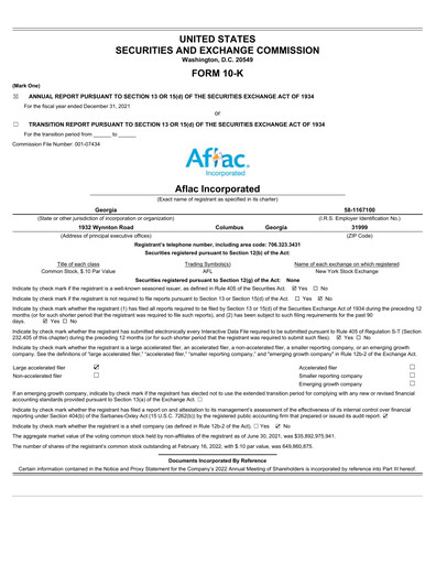 Thumbnail Aflac Annual Report 2021