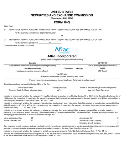 Thumbnail Aflac Quarterly Report 2024-q3