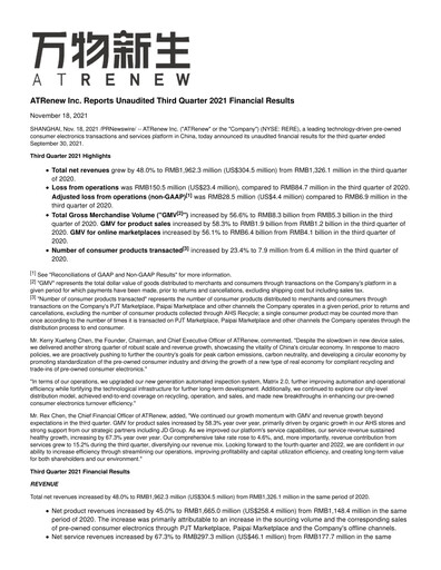 Thumbnail ATRenew Quarterly Report 2021-q3