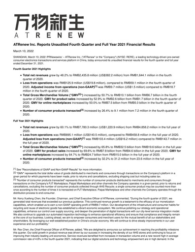 Thumbnail ATRenew Quarterly Report 2021-q4