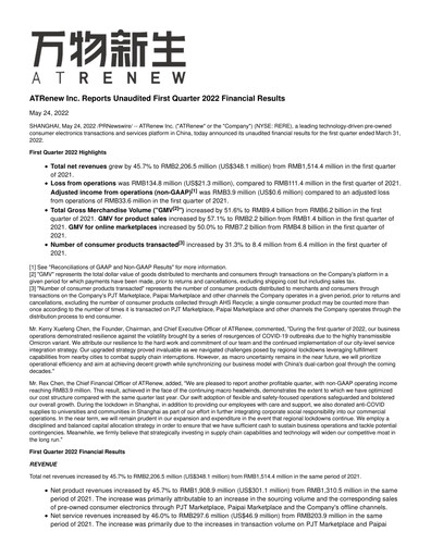 Thumbnail ATRenew Quarterly Report 2022-q1