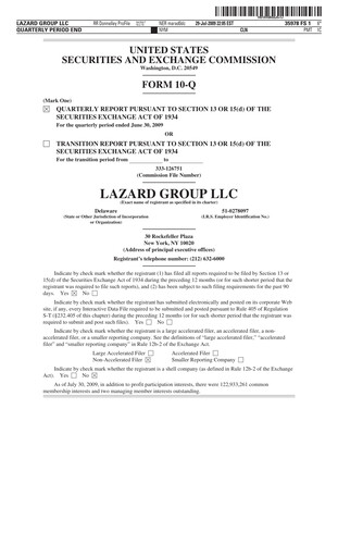 Thumbnail Lazard Quarterly Report 2009-q2