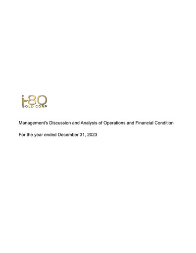 Thumbnail i-80 Gold Financial Report 2023