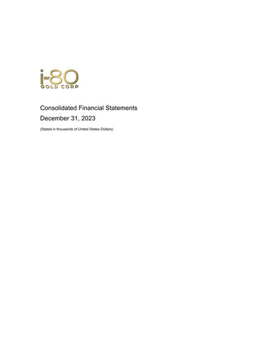 Thumbnail i-80 Gold Financial Statement 2023