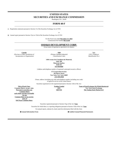 Thumbnail Osisko Development Annual Report 2024