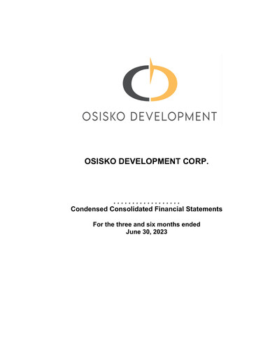 Thumbnail Osisko Development Financial Statement 2023-q2