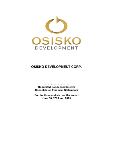 Thumbnail Osisko Development Financial Statement 2024-q2
