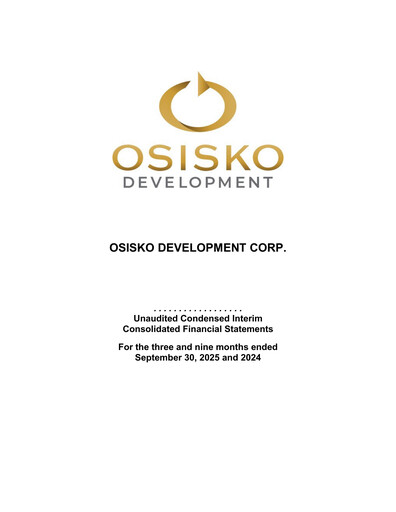 Thumbnail Osisko Development Financial Statement 2025-q3