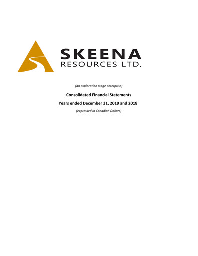 Vorschaubild Skeena Resources Finanzmitteilung 2019