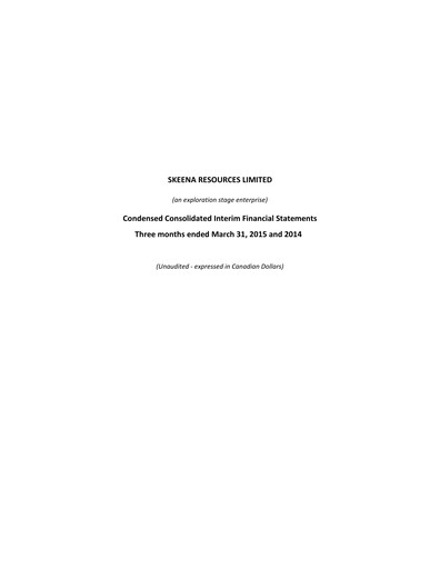 Thumbnail Skeena Resources Quarterly Report 2015-q1