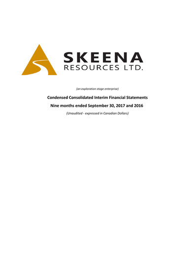 Thumbnail Skeena Resources Quarterly Report 2017-q3