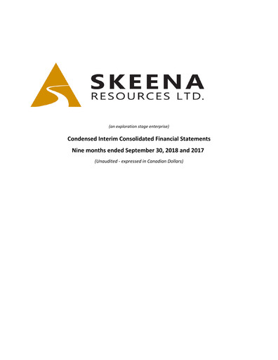 Thumbnail Skeena Resources Quarterly Report 2018-q3