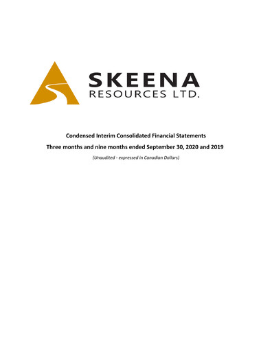 Thumbnail Skeena Resources Quarterly Report 2020-q3