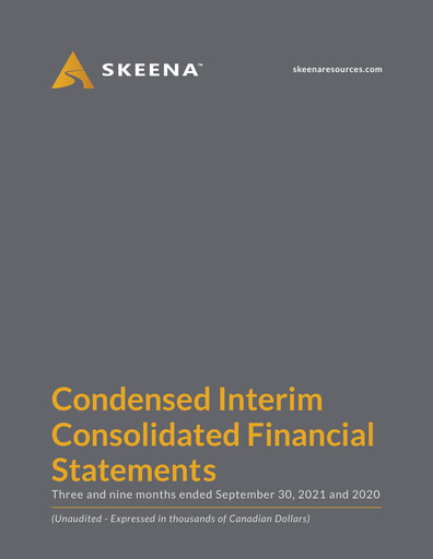 Thumbnail Skeena Resources Quarterly Report 2021-q3