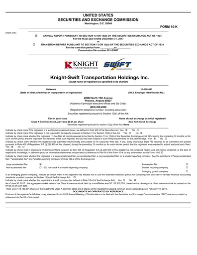 Thumbnail Knight-Swift Transportation
 Financial Report 2017