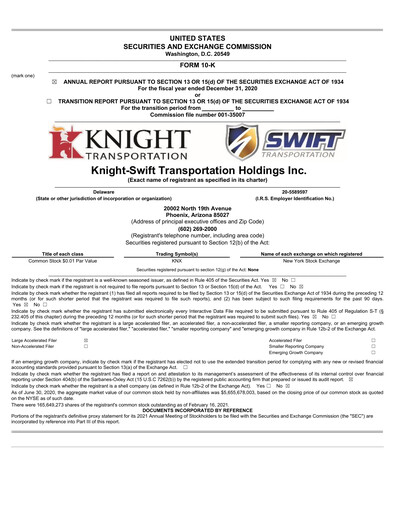 Thumbnail Knight-Swift Transportation
 Financial Report 2020