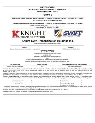 Thumbnail Knight-Swift Transportation
 Quarterly Report 2020-q1