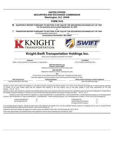 Thumbnail Knight-Swift Transportation
 Quarterly Report 2025-q3