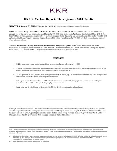 Thumbnail KKR & Co. Quarterly Report 2018-q3