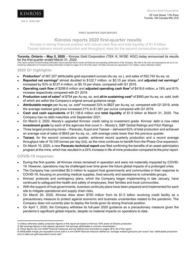 Thumbnail Kinross Gold
 Quarterly Report 2020-q1