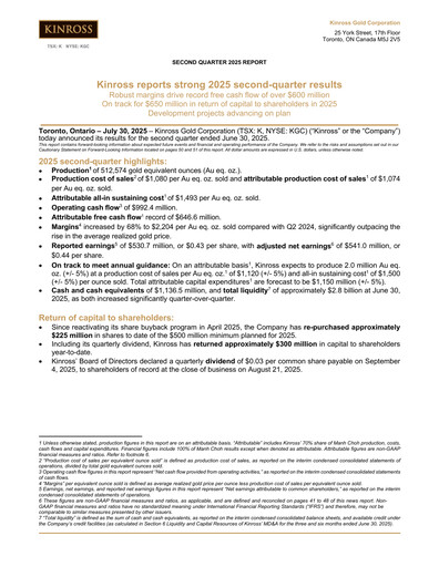Thumbnail Kinross Gold
 Quarterly Report 2025-q2