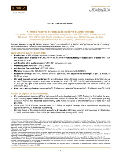 Thumbnail Kinross Gold
 Quarterly Report 2026-q2