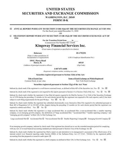 Thumbnail Kingsway Financial Services Annual Report 2020