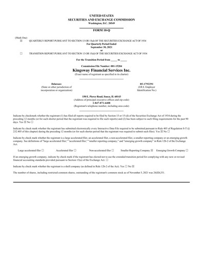 Thumbnail Kingsway Financial Services Quarterly Report 2021-q3
