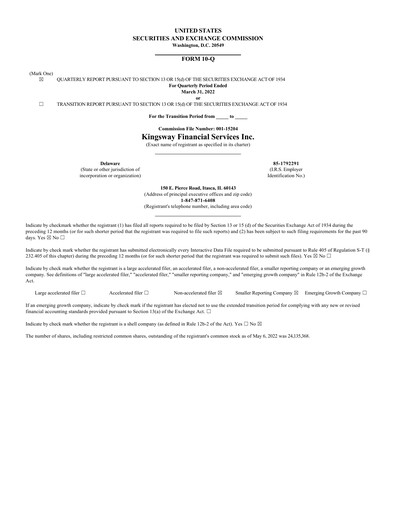 Thumbnail Kingsway Financial Services Quarterly Report 2022-q1