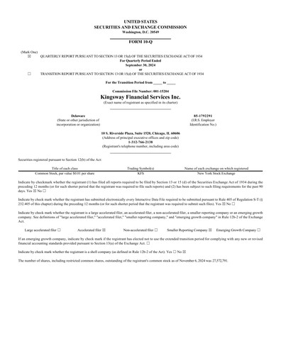 Thumbnail Kingsway Financial Services Quarterly Report 2024-q3