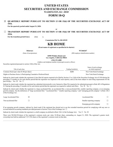 Thumbnail KB Home
 Quarterly Report 2020-q3