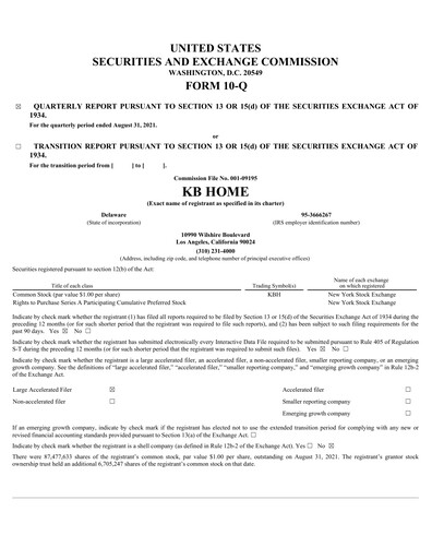 Thumbnail KB Home
 Quarterly Report 2021-q3