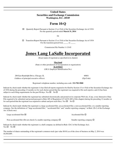 Thumbnail Jones Lang LaSalle Quarterly Report 2014-q1