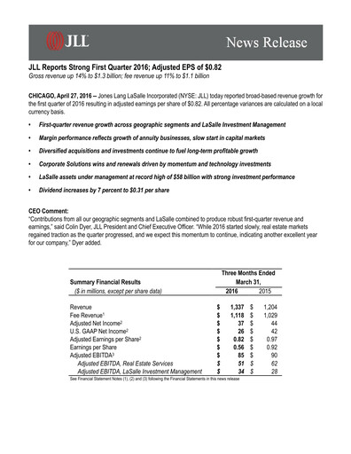Thumbnail Jones Lang LaSalle Quarterly Report 2016-q1