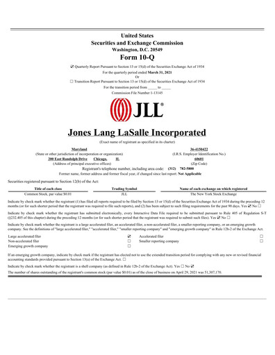 Thumbnail Jones Lang LaSalle Quarterly Report 2021-q1