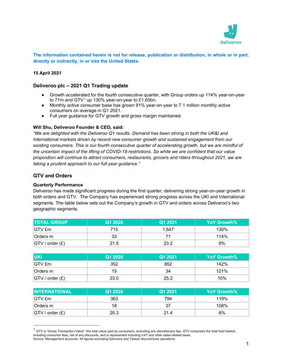 Thumbnail Deliveroo Quarterly Report 2021-q1