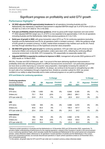 Thumbnail Deliveroo Quarterly Report 2022-q4