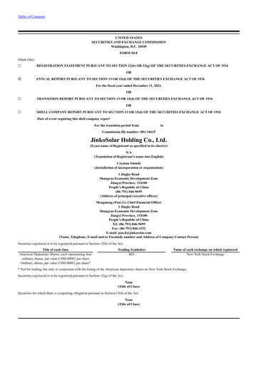 Thumbnail Jinko Solar Annual Report 2021