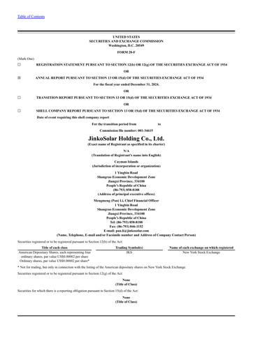 Thumbnail Jinko Solar Annual Report 2024