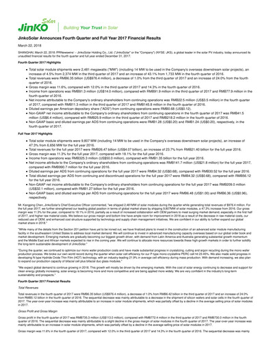 Thumbnail Jinko Solar Financial Statement 2017
