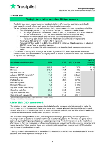 Thumbnail Trustpilot Group Annual Report 2024